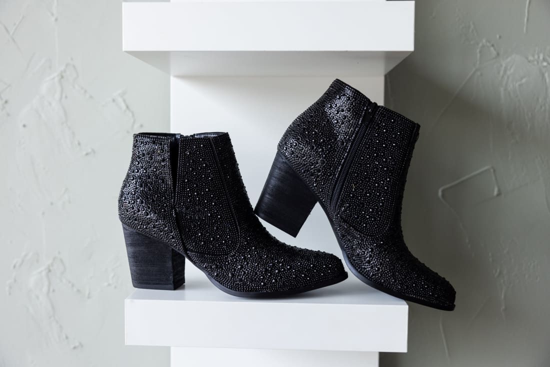 Black Rhinestone Booties | boots