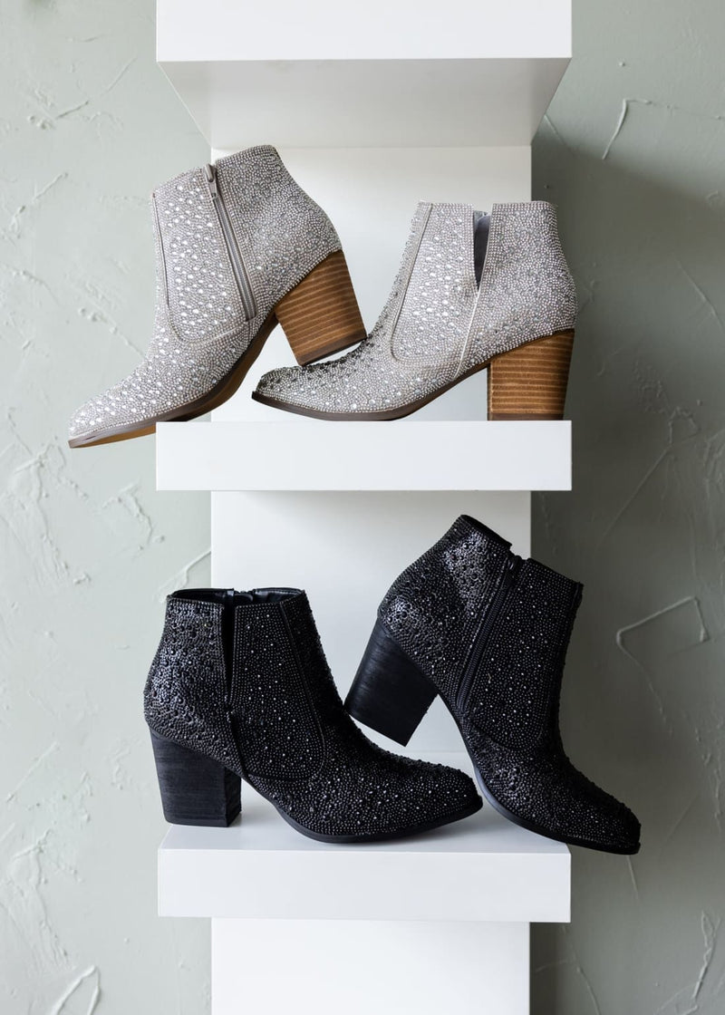 Black Rhinestone Booties