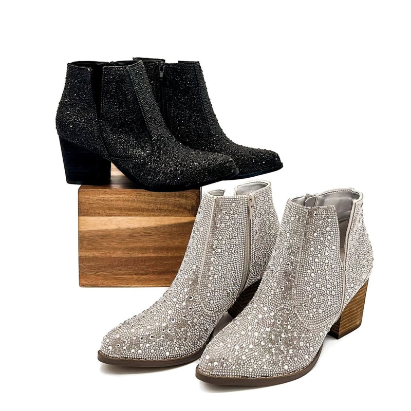 Black Rhinestone Booties