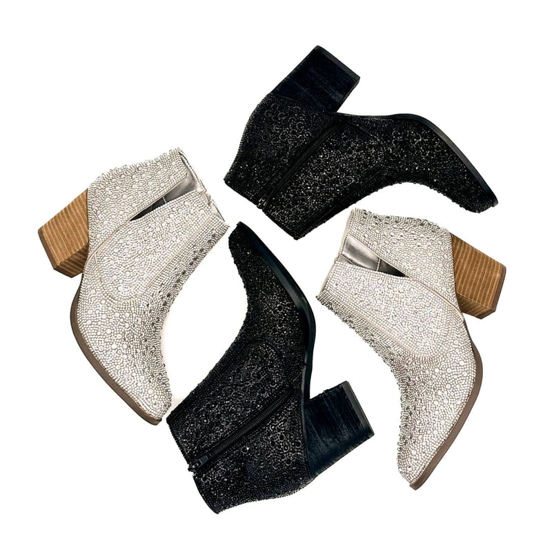 Black Rhinestone Booties