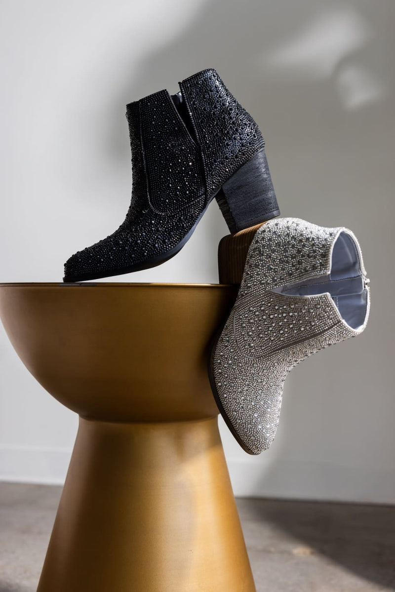 Black Rhinestone Booties