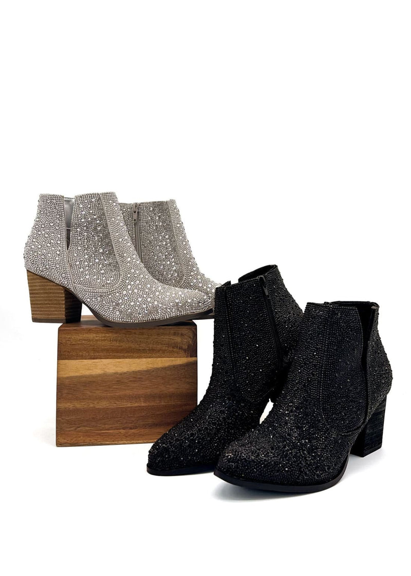 Black Rhinestone Booties