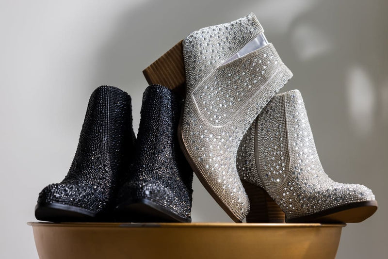 Black Rhinestone Booties