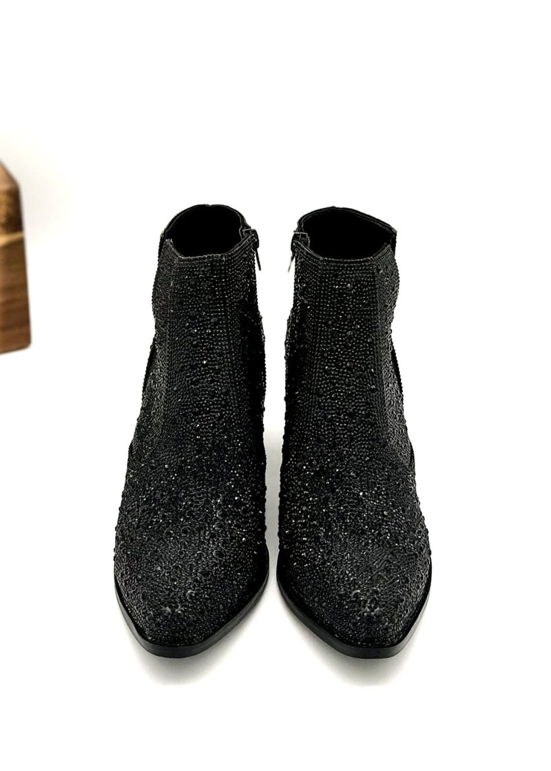 Black Rhinestone Booties