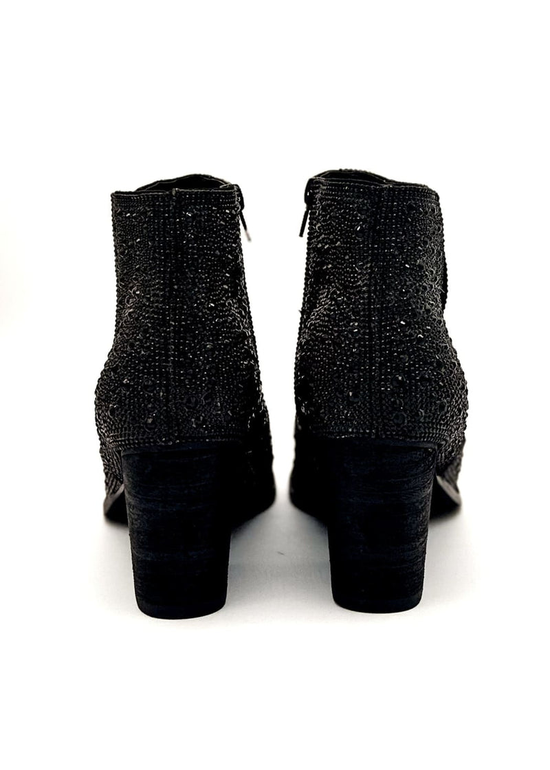 Black Rhinestone Booties