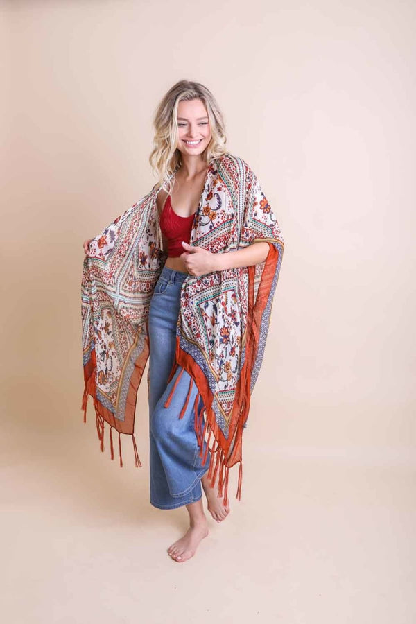 Bohemian Diamond Tassel Kimono | Ponchos