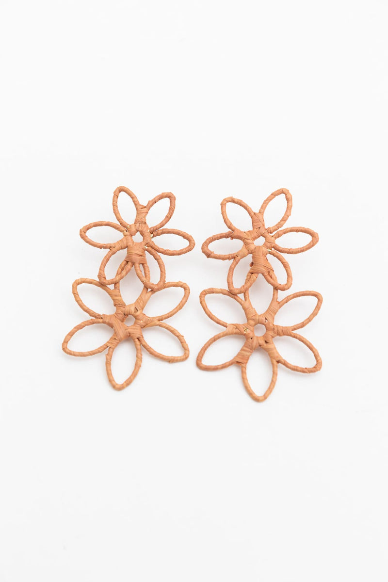 Boho Bloom Raffia Drop Earrings | Accessories