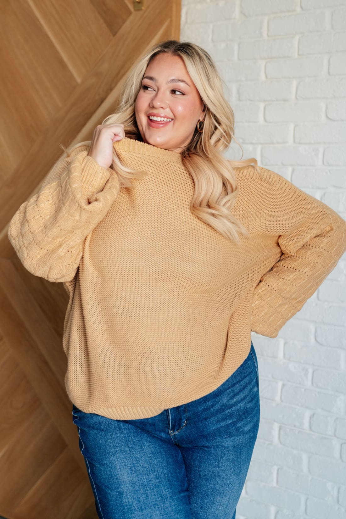 Bubbly Personality Bubble Sleeve Sweater in Wheat | Sweaters & Cardigans