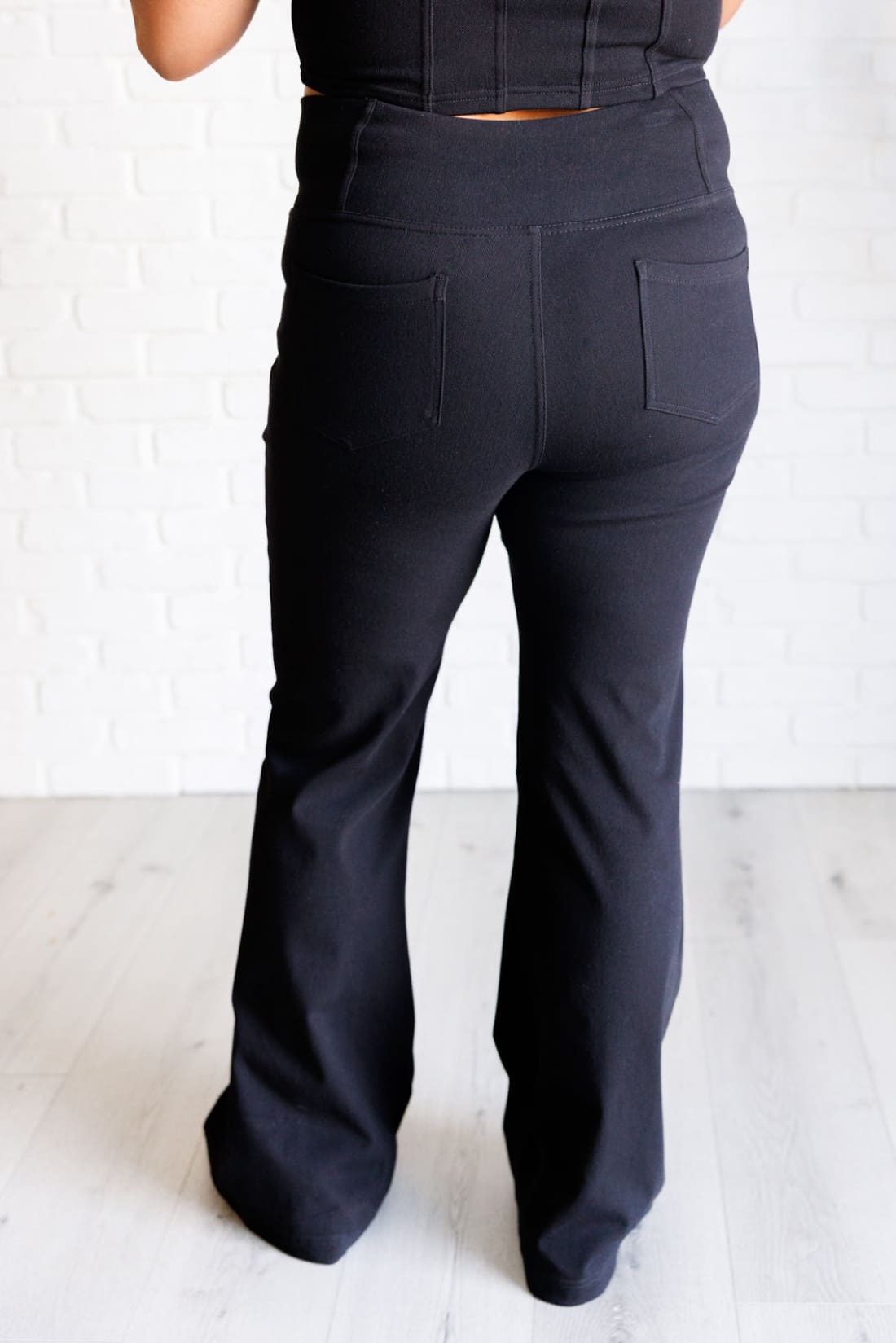 Building Habits Twill Flared Crossover Waist Pant in Black | pants