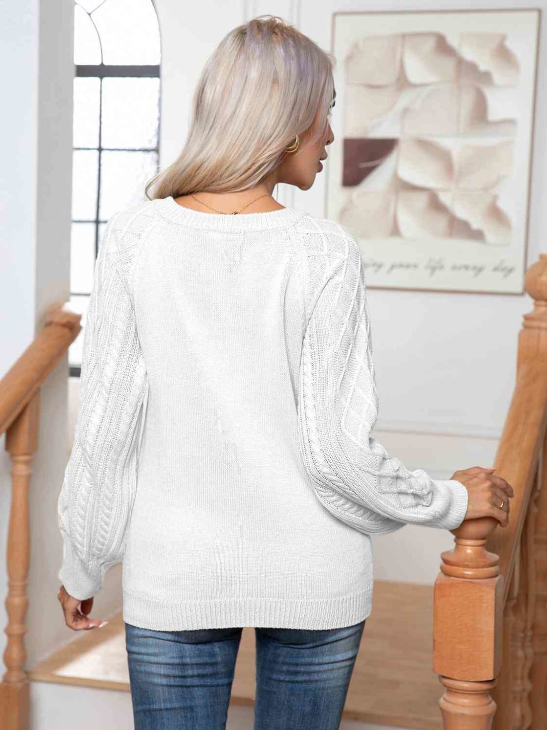 Cable-Knit Round Neck Buttoned Sweater | Sweaters & Cardigans