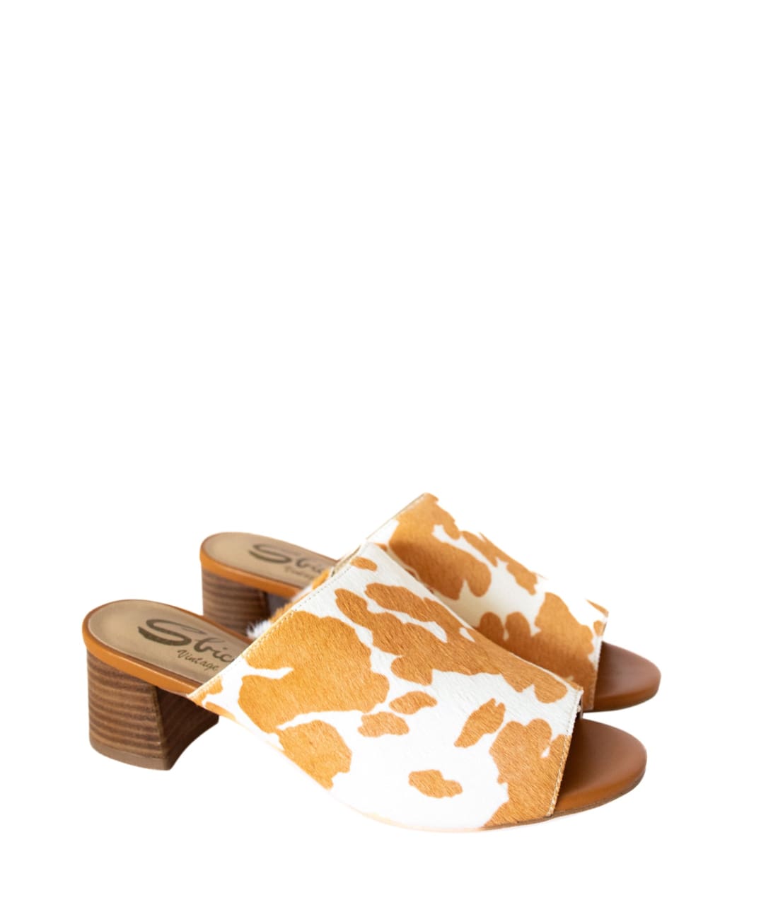 Calf Hair Mules in Tan + White | mules