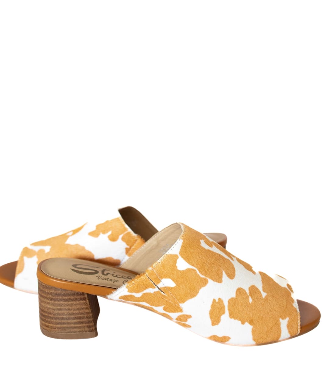 Calf Hair Mules in Tan + White | mules