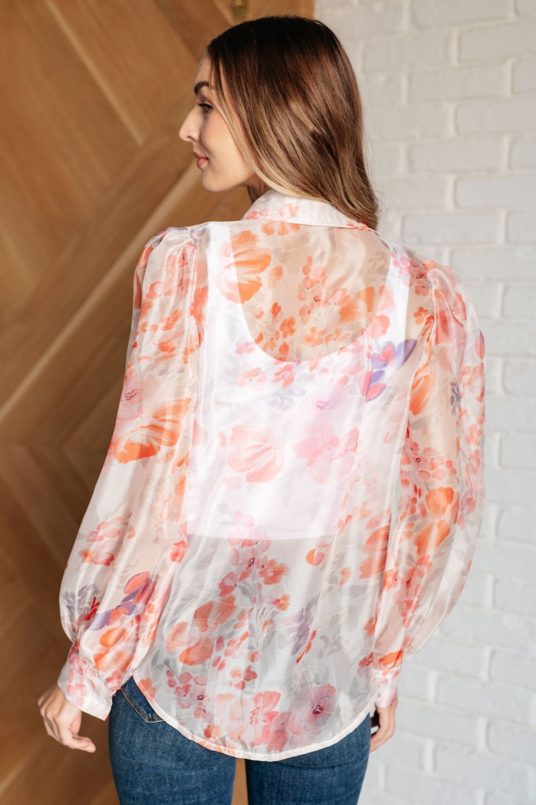 Call Me Back Sheer Floral Button Up Blouse | Blouses & Shirts