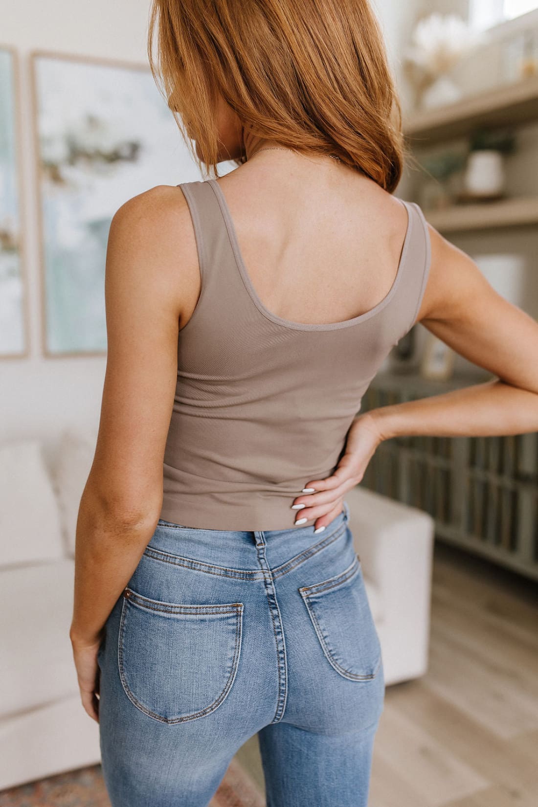 Carefree Seamless Reversible Tank in Light Mocha | Tank Tops