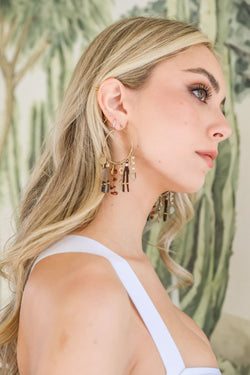 Carnelian & Jade Fringe Hoop Earrings | Jewelry