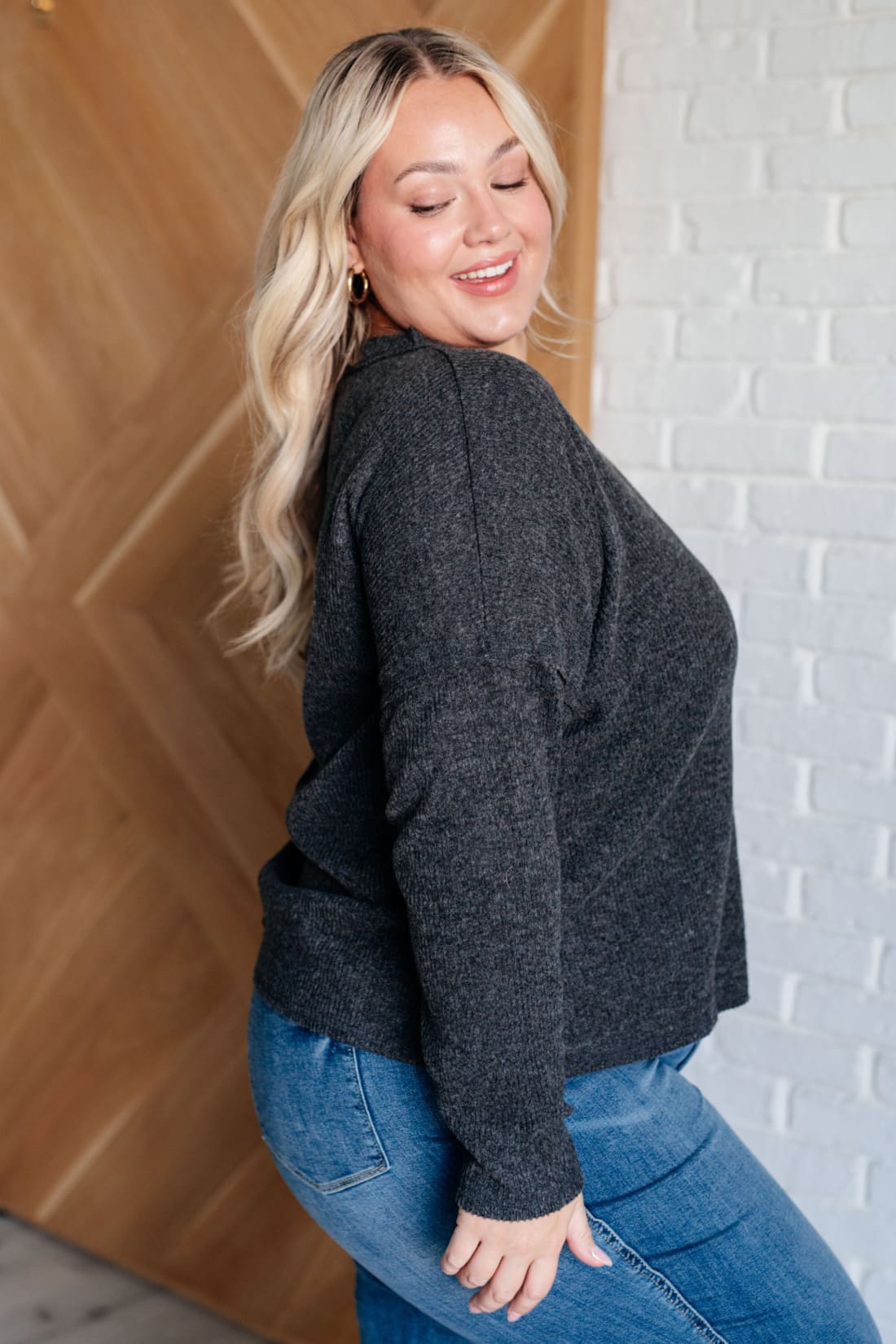 Casual Tuesday Ribbed Knit Sweater in Black | Tops