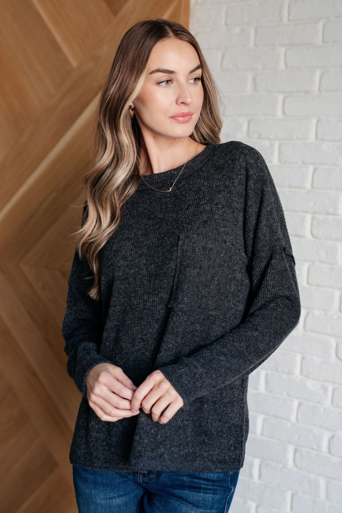 Casual Tuesday Ribbed Knit Sweater in Black | Tops