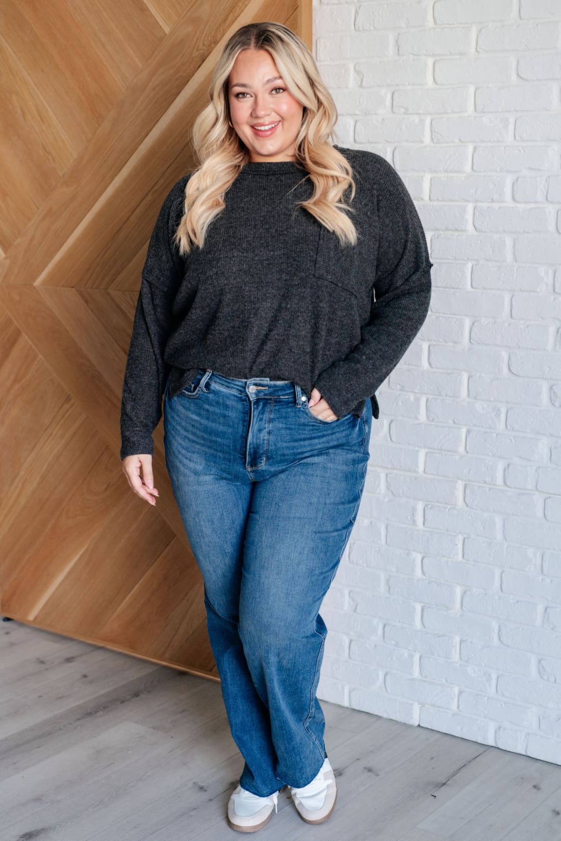 Casual Tuesday Ribbed Knit Sweater in Black | Tops