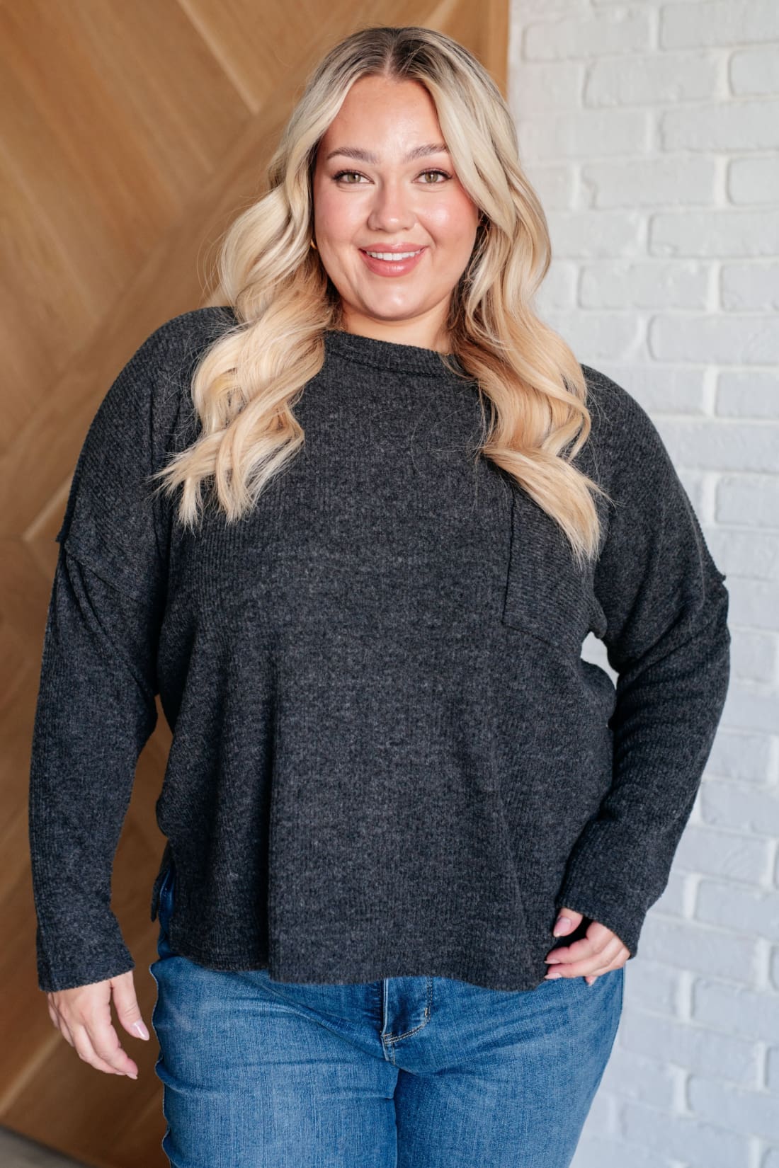 Casual Tuesday Ribbed Knit Sweater in Black | Tops