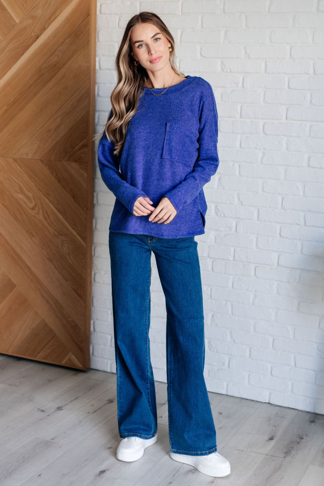 Casual Tuesday Ribbed Knit Sweater in Bright Blue | Sweaters & Cardigans