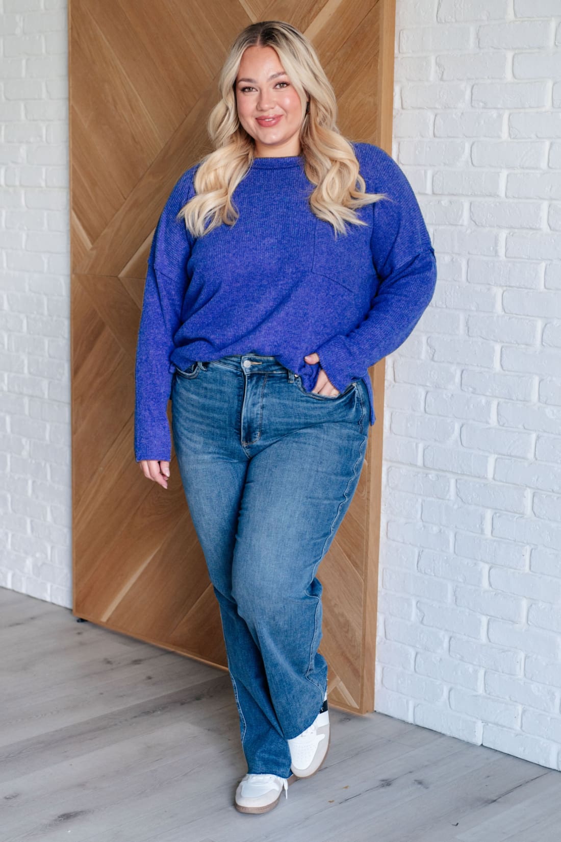 Casual Tuesday Ribbed Knit Sweater in Bright Blue | Sweaters & Cardigans