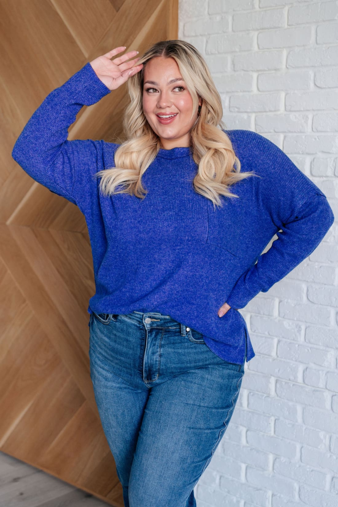 Casual Tuesday Ribbed Knit Sweater in Bright Blue | Sweaters & Cardigans