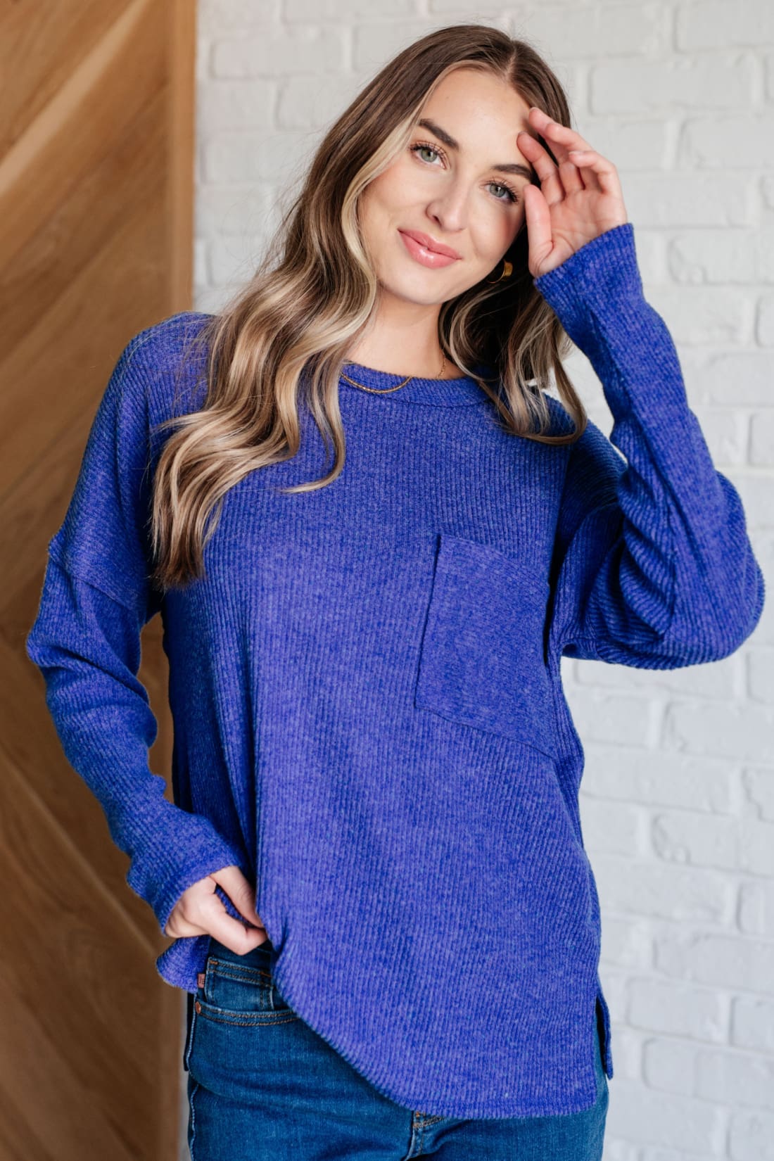 Casual Tuesday Ribbed Knit Sweater in Bright Blue | Sweaters & Cardigans