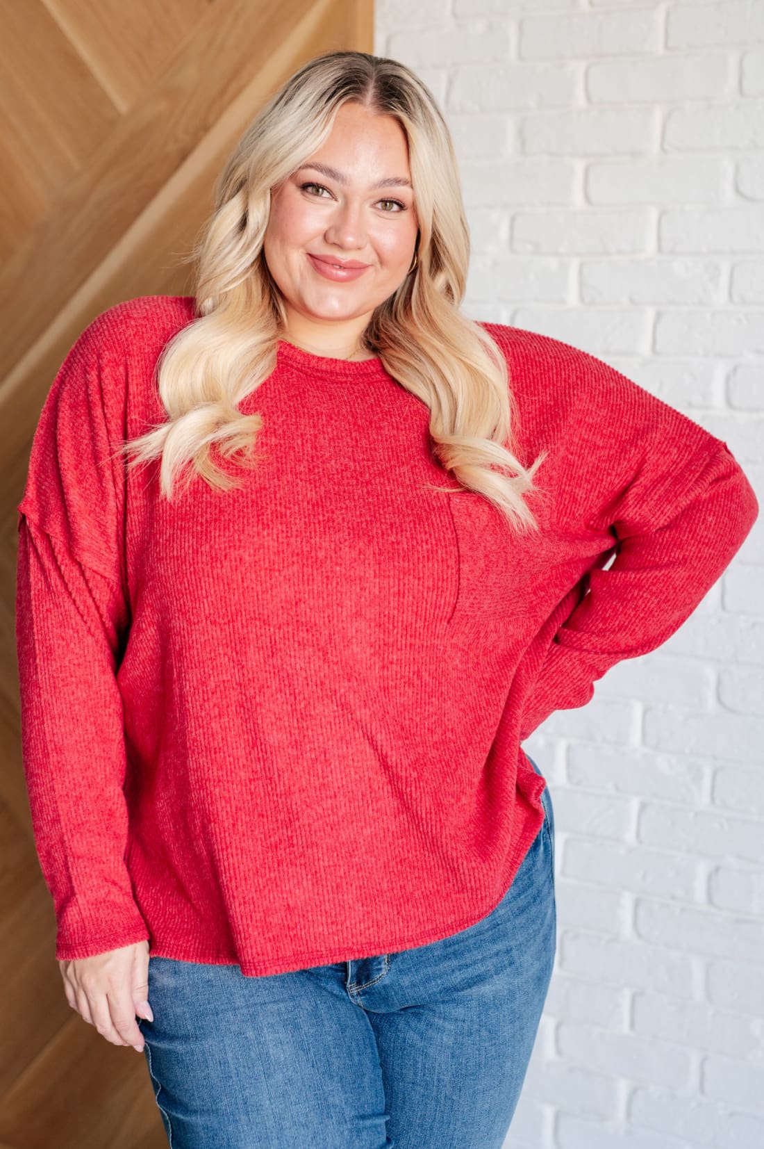 Casual Tuesday Ribbed Knit Sweater in Dark Red | Sweaters & Cardigans