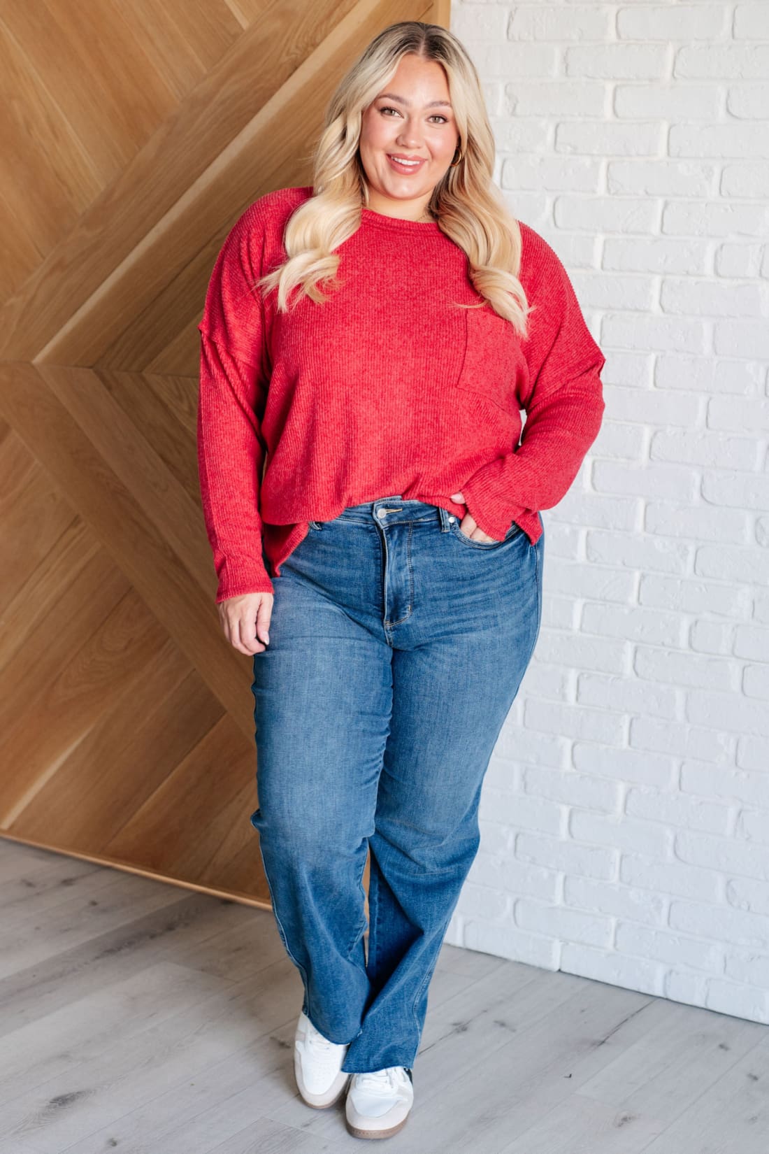 Casual Tuesday Ribbed Knit Sweater in Dark Red | Sweaters & Cardigans