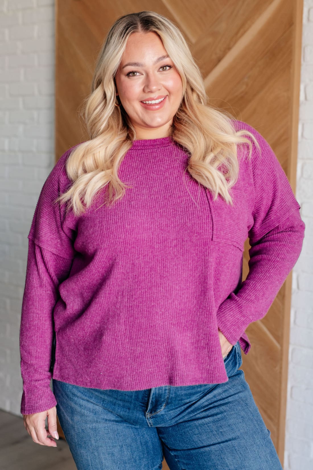 Casual Tuesday Ribbed Knit Sweater in Light Plum | Tops