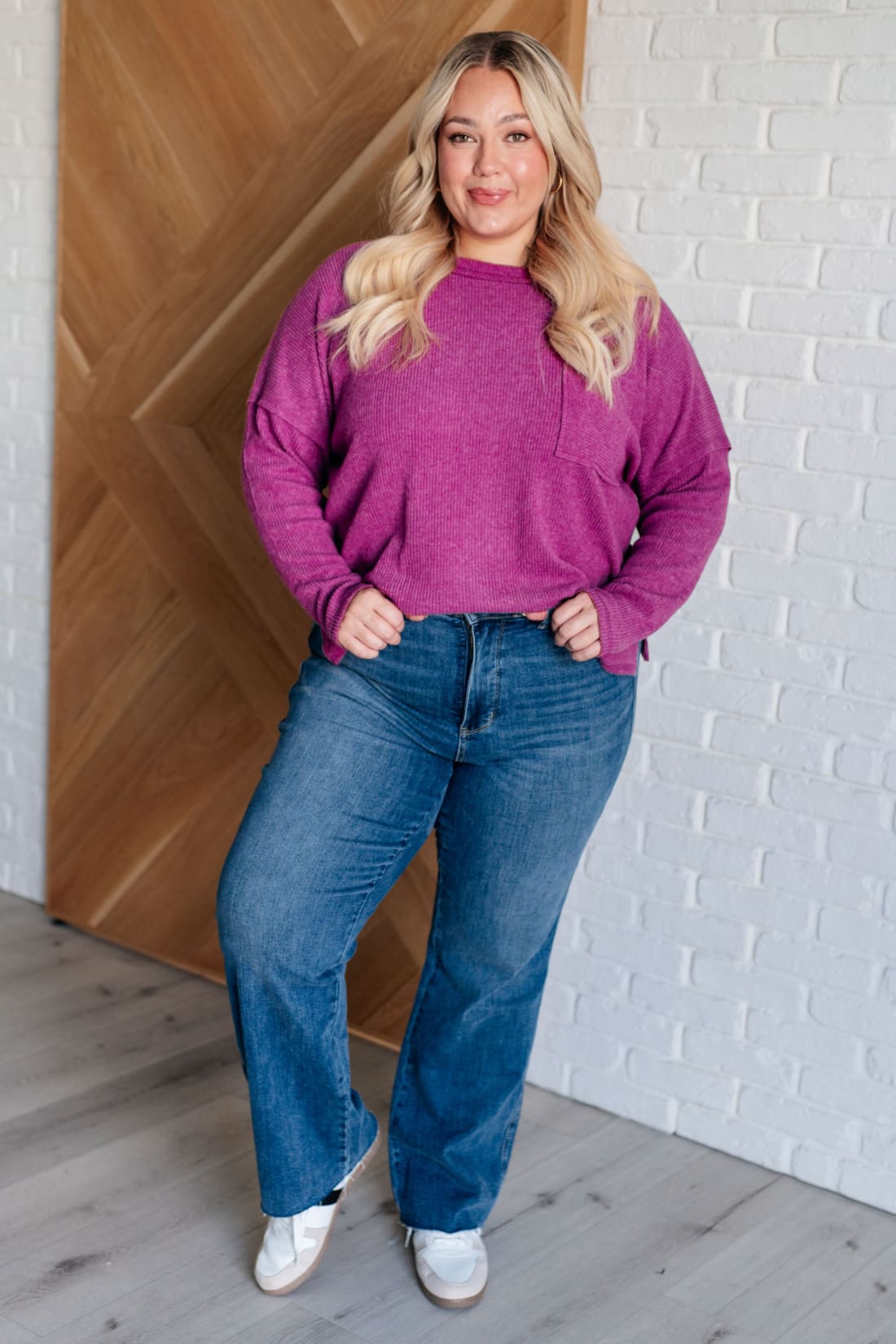 Casual Tuesday Ribbed Knit Sweater in Light Plum | Tops