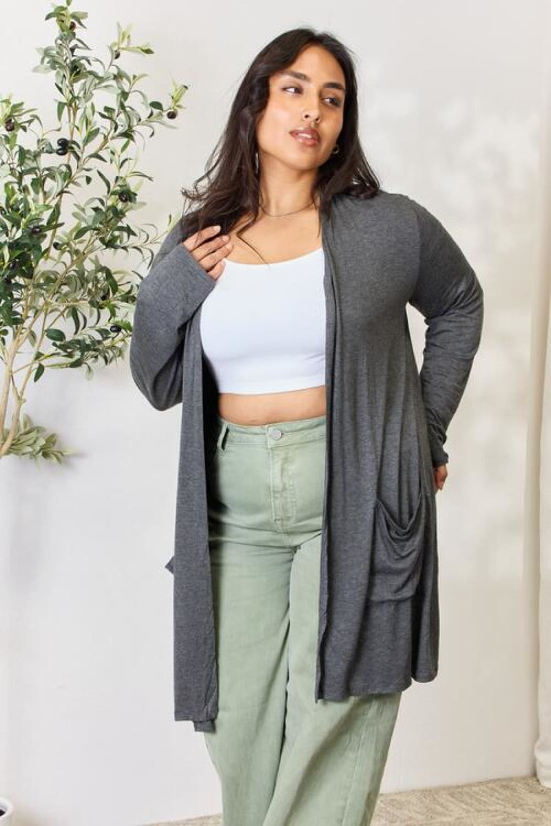 Celeste Full Size Open Front Cardigan with Pockets | Sweaters & Cardigans