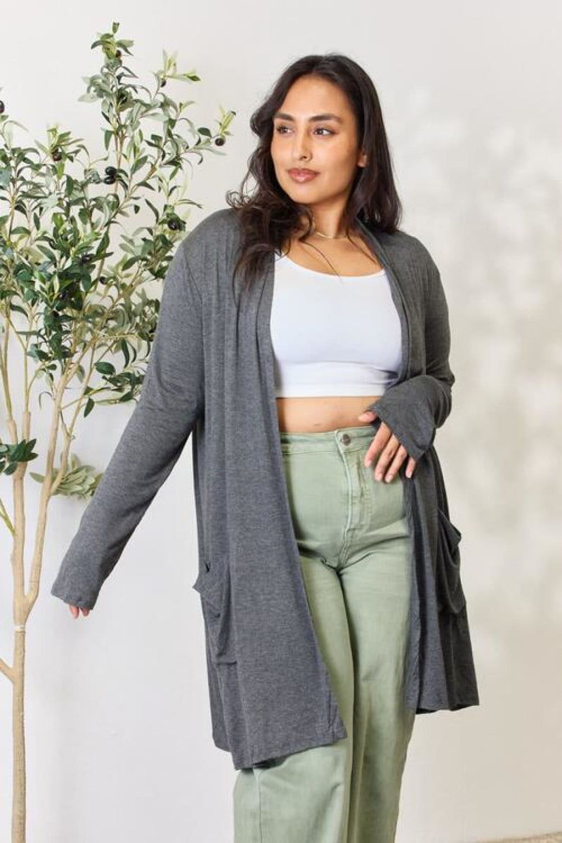 Celeste Full Size Open Front Cardigan with Pockets | Sweaters & Cardigans