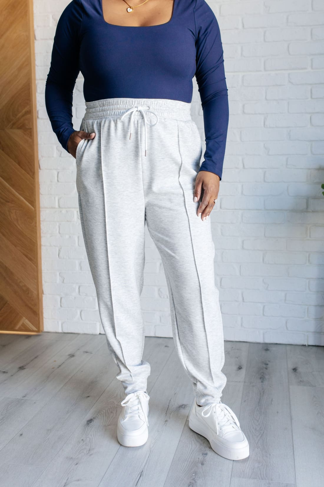 Center Seam Scuba Joggers in Heather Grey | joggers