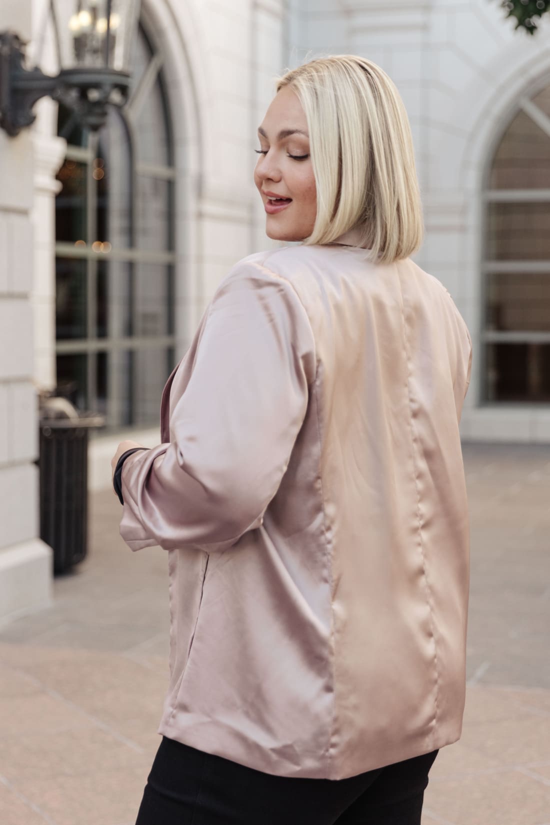 Champagne and Roses Satin Blazer | Jackets & Coats