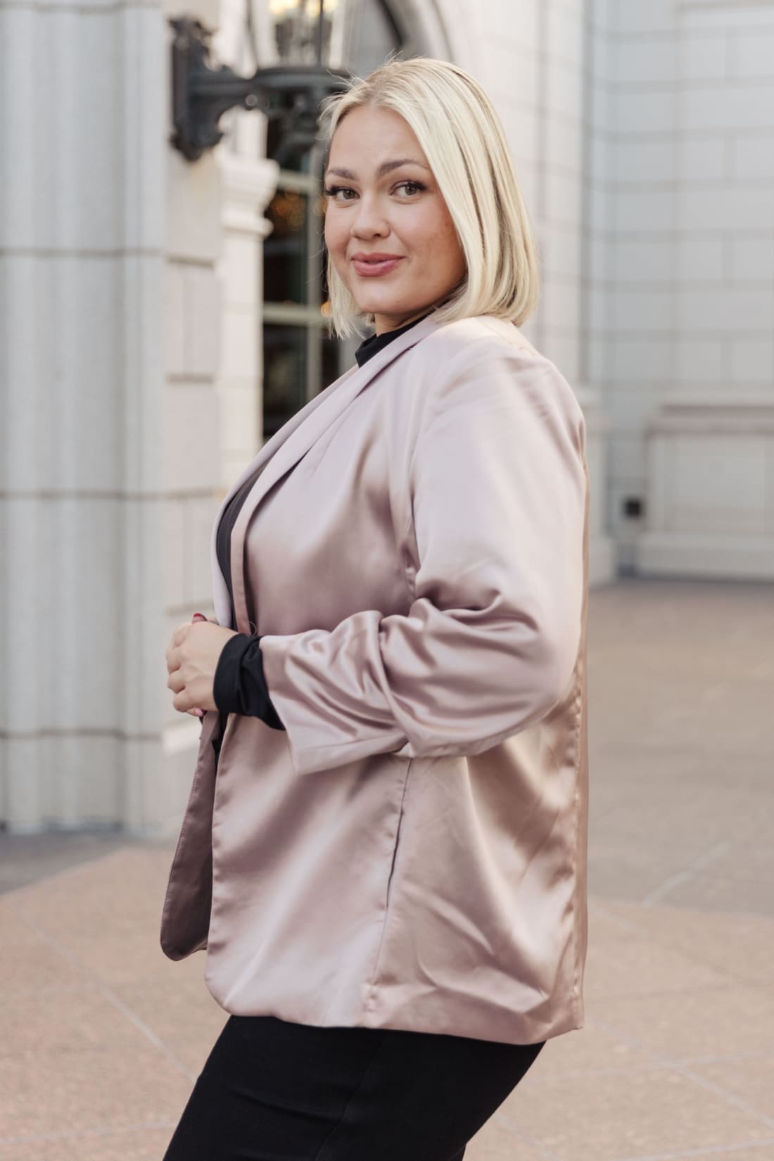 Champagne and Roses Satin Blazer | Jackets & Coats