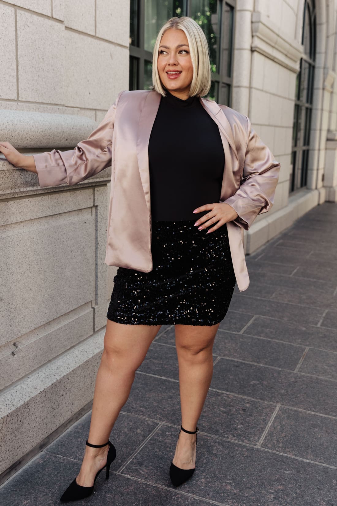 Champagne and Roses Satin Blazer | Jackets & Coats