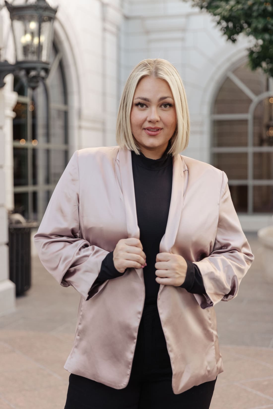 Champagne and Roses Satin Blazer | Jackets & Coats