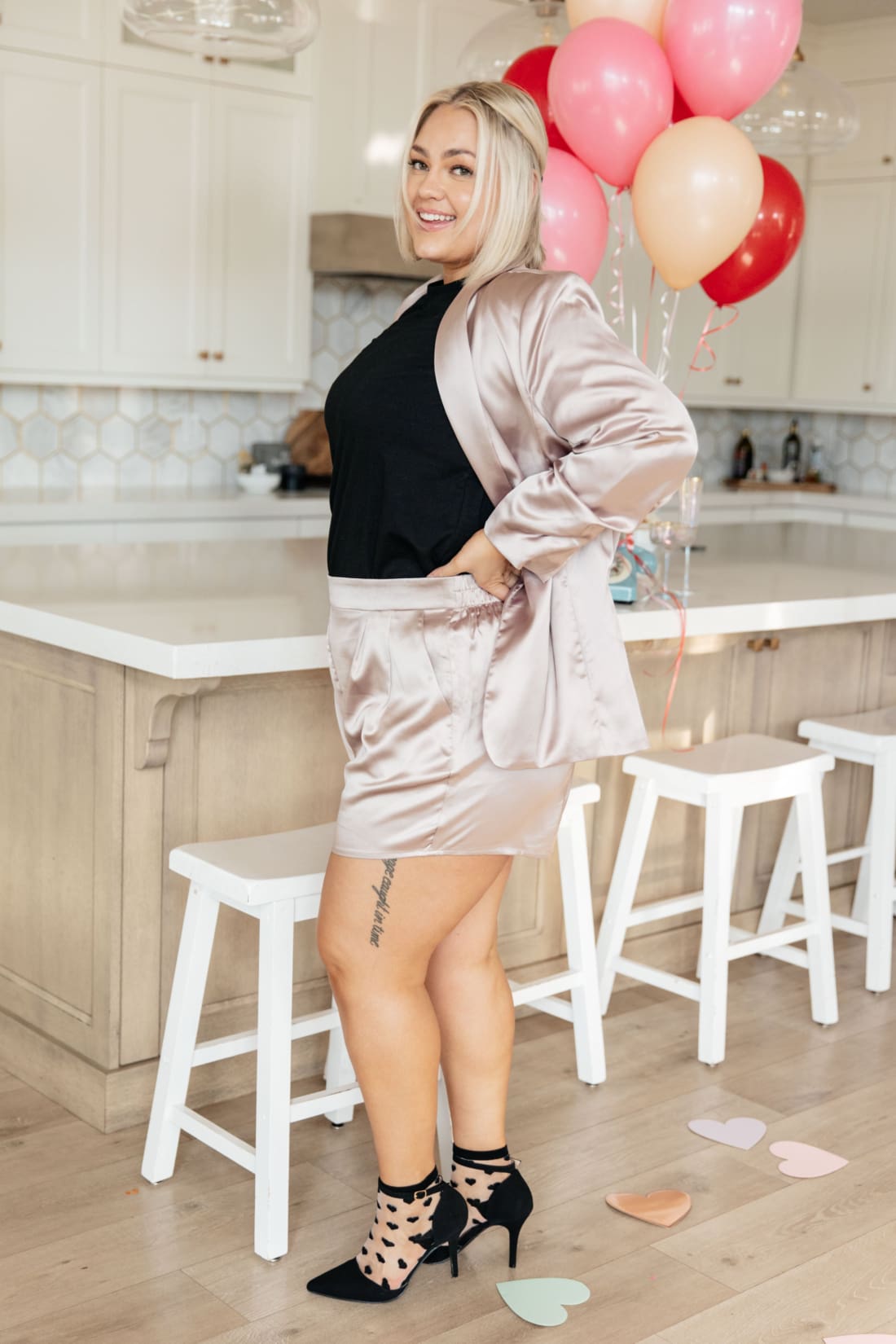 Champagne and Roses Satin Blazer | Jackets & Coats