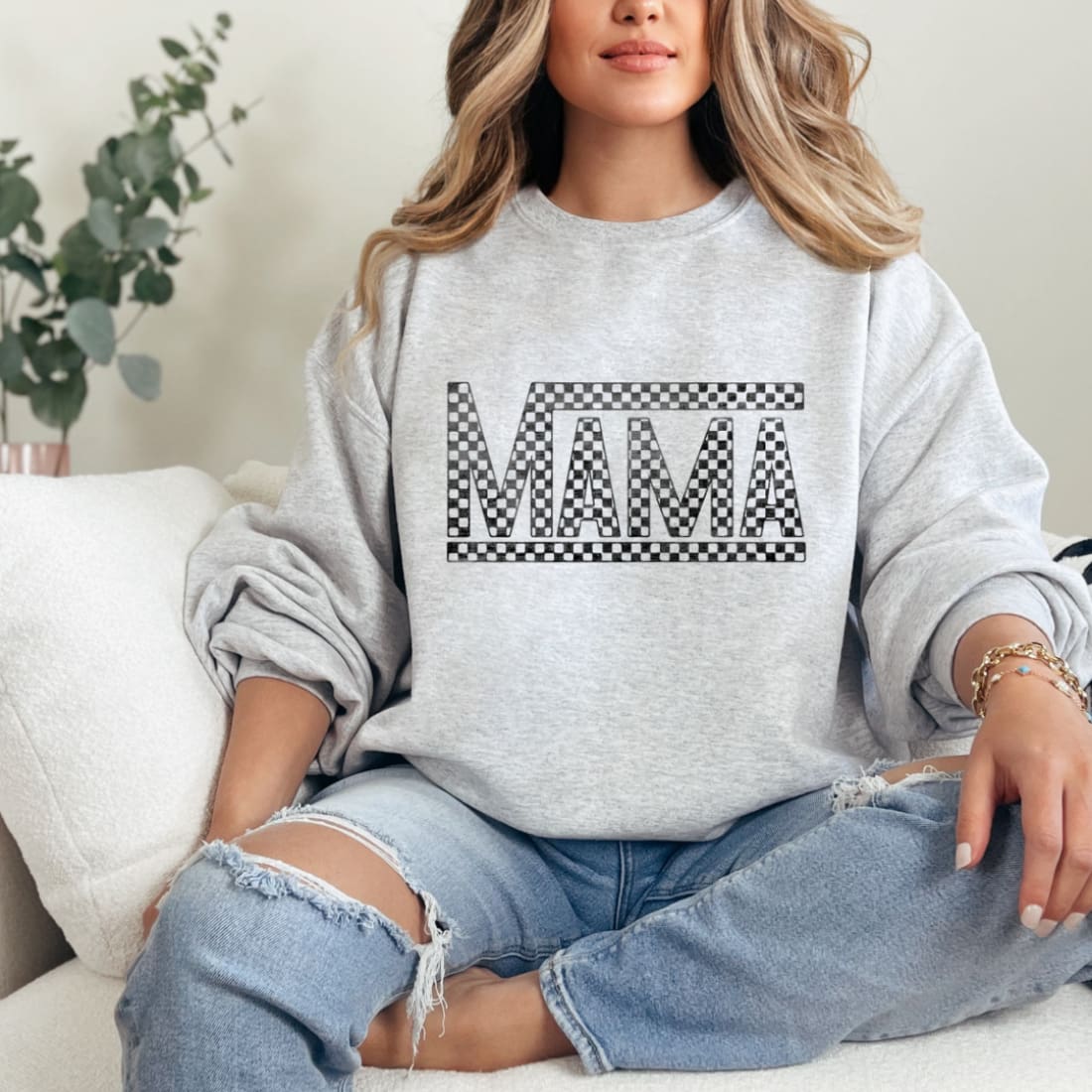 Checkered Mama Graphic Sweatshirt | Graphic Tees