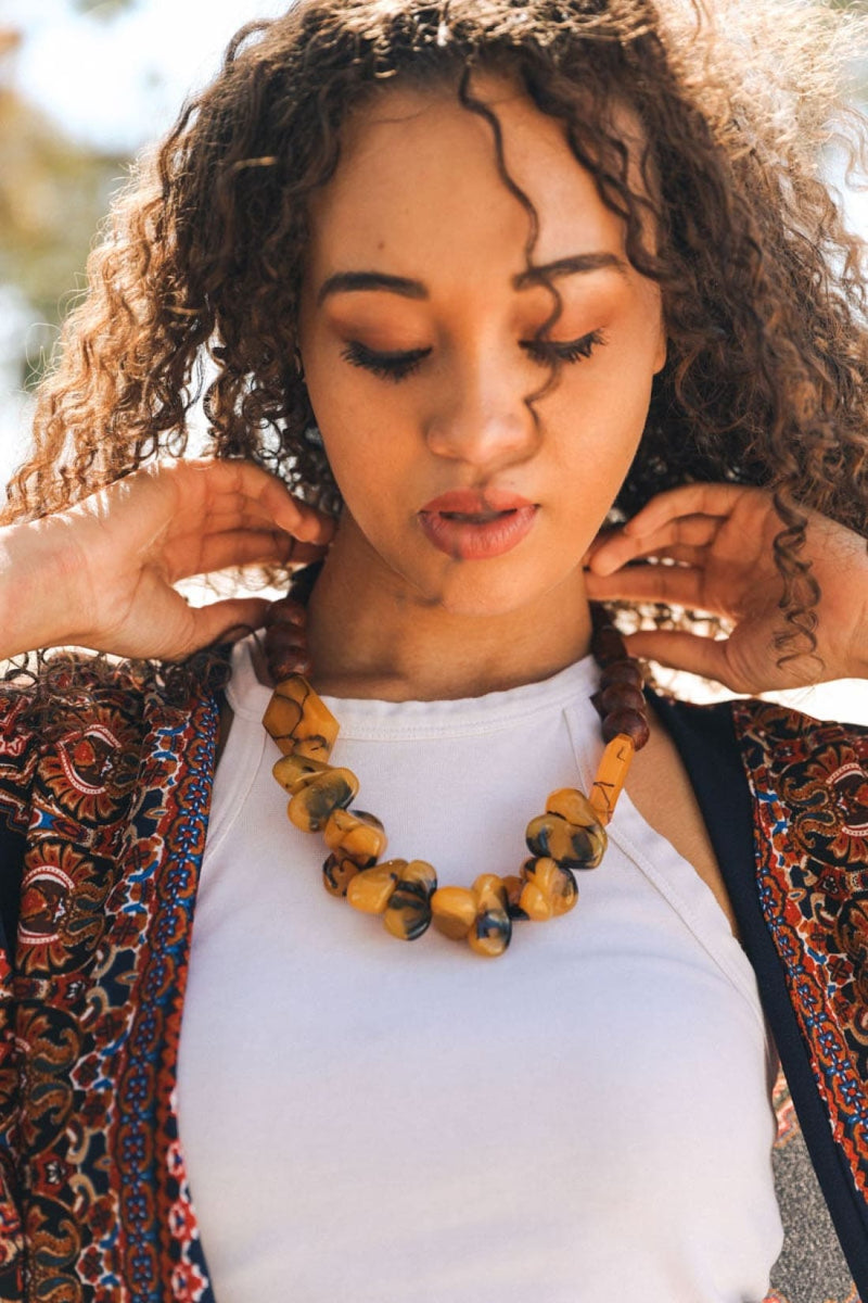 Chunky Amber Beaded Necklace | Necklace
