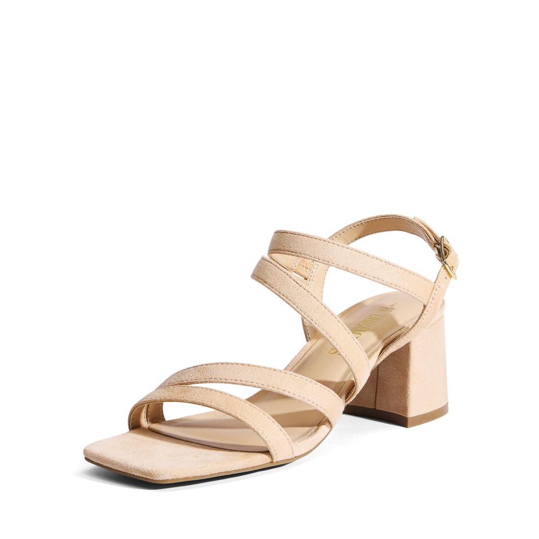 Chunky Strappy Faux Suede Sandals in Nude