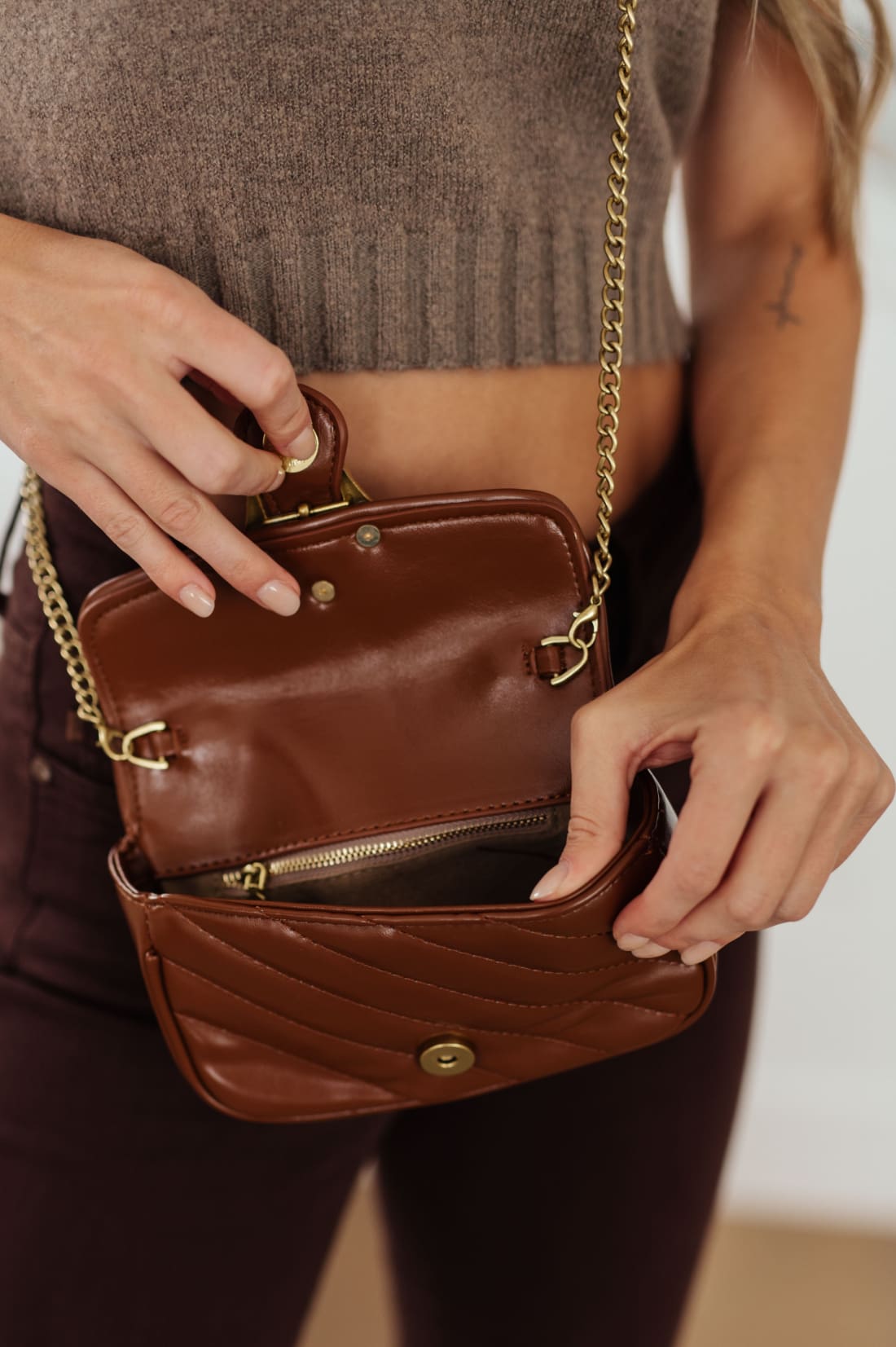 Classic Beauty Quilted Clutch in Brown | handbag