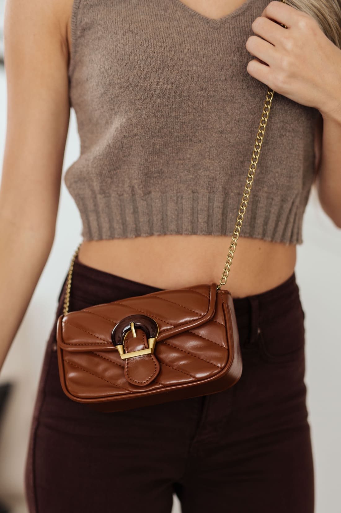 Classic Beauty Quilted Clutch in Brown | handbag