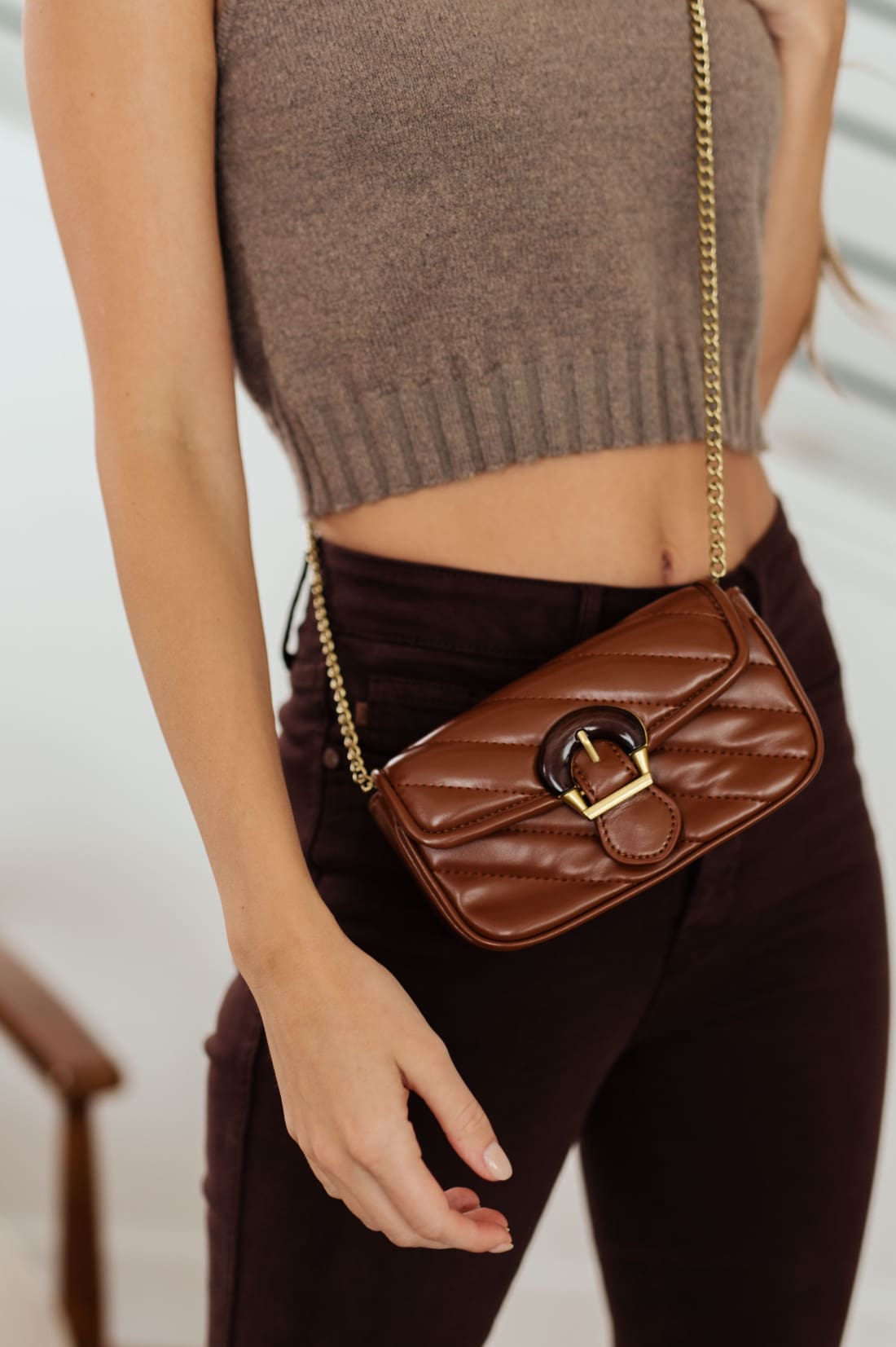 Classic Beauty Quilted Clutch in Brown | handbag