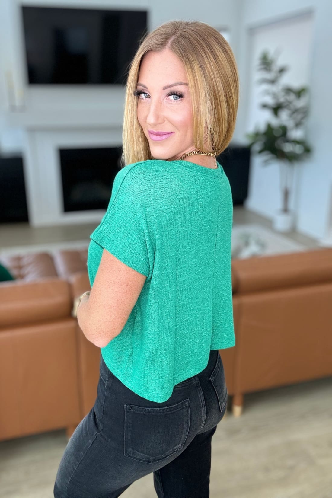 Classic Comfort V-Neck Top in Kelly Green | Tops & Tees