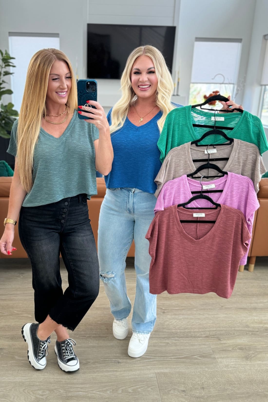 Classic Comfort V-Neck Top in Kelly Green | Tops & Tees