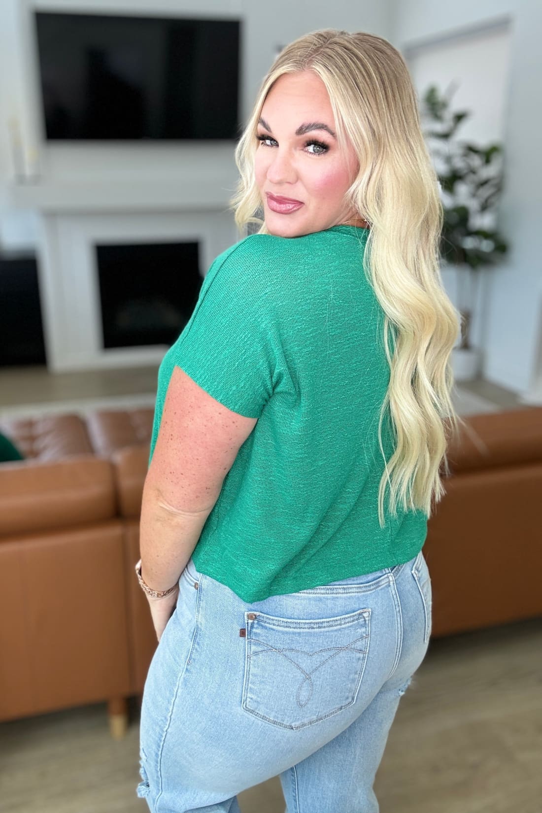 Classic Comfort V-Neck Top in Kelly Green | Tops & Tees