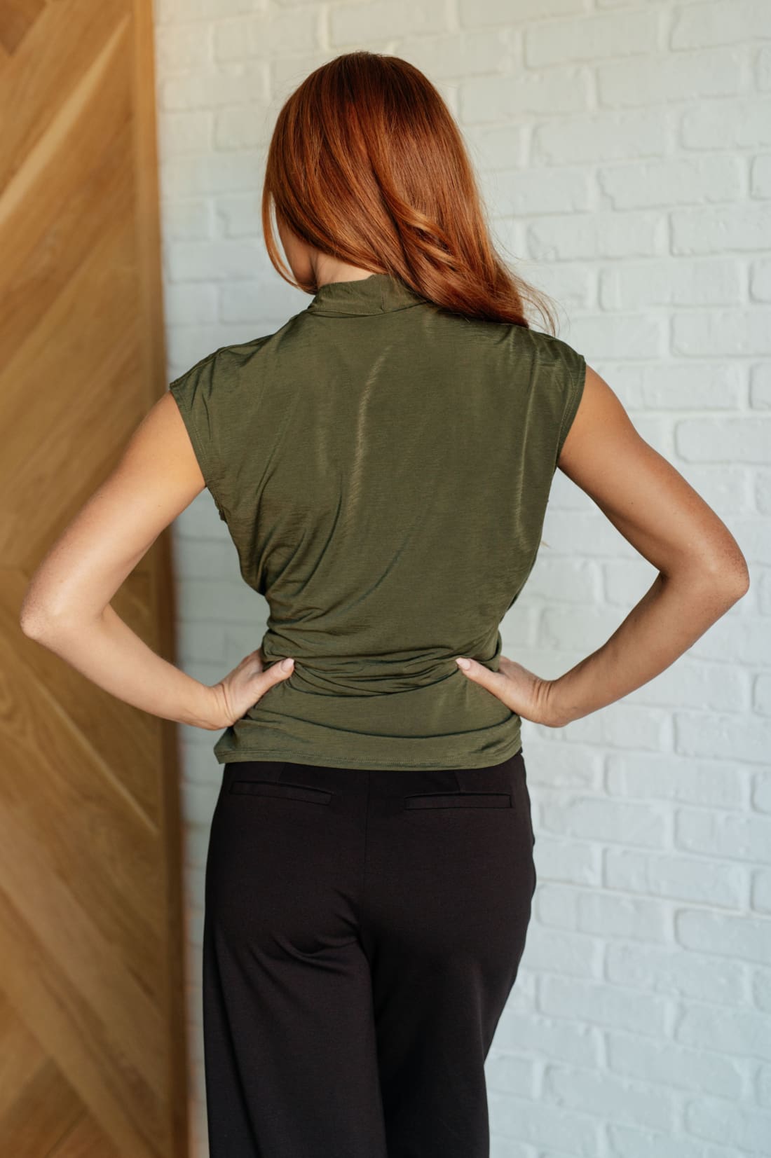 Classic Surplice Front Top in Olive | Tops