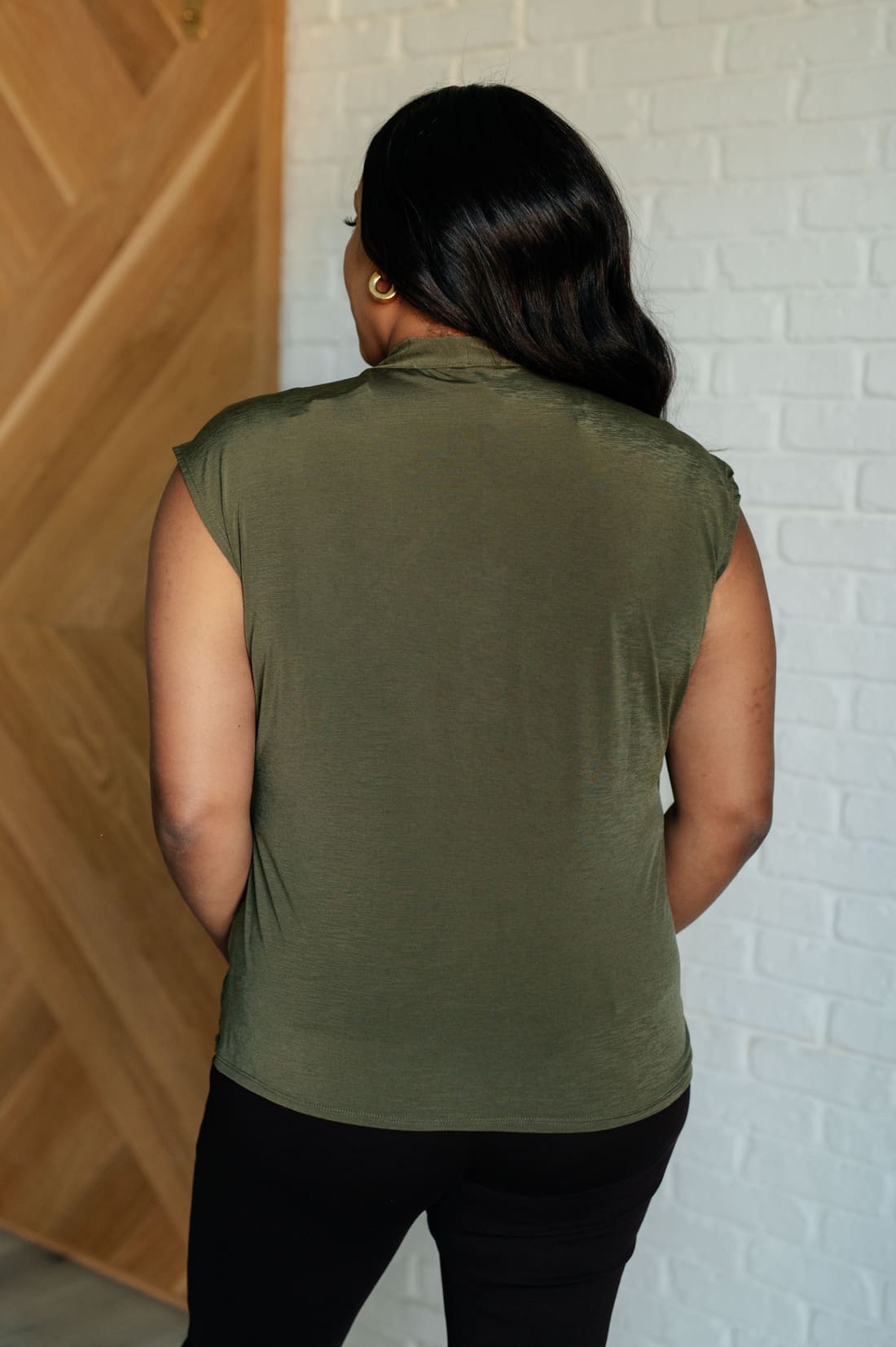 Classic Surplice Front Top in Olive | Tops